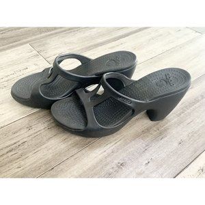 Crocs Cyprus IV Heel Womens 9 Black Platform Heel Slip On Chunky Comfort Shoe